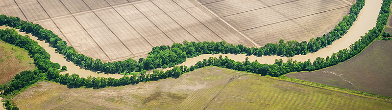 aerial of Mississippi delta