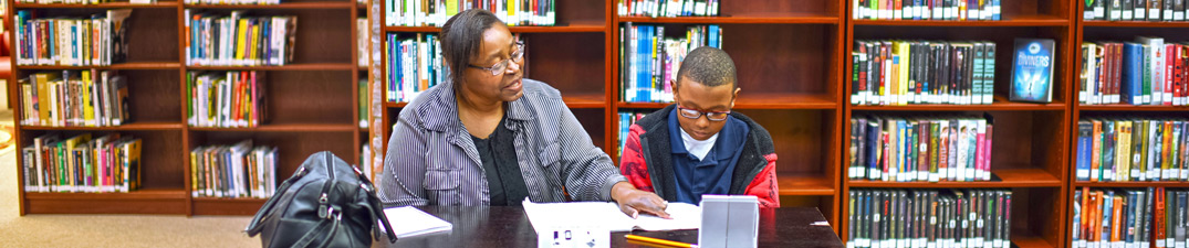 adult woman assisting child with his studies at Bolivar County Library System